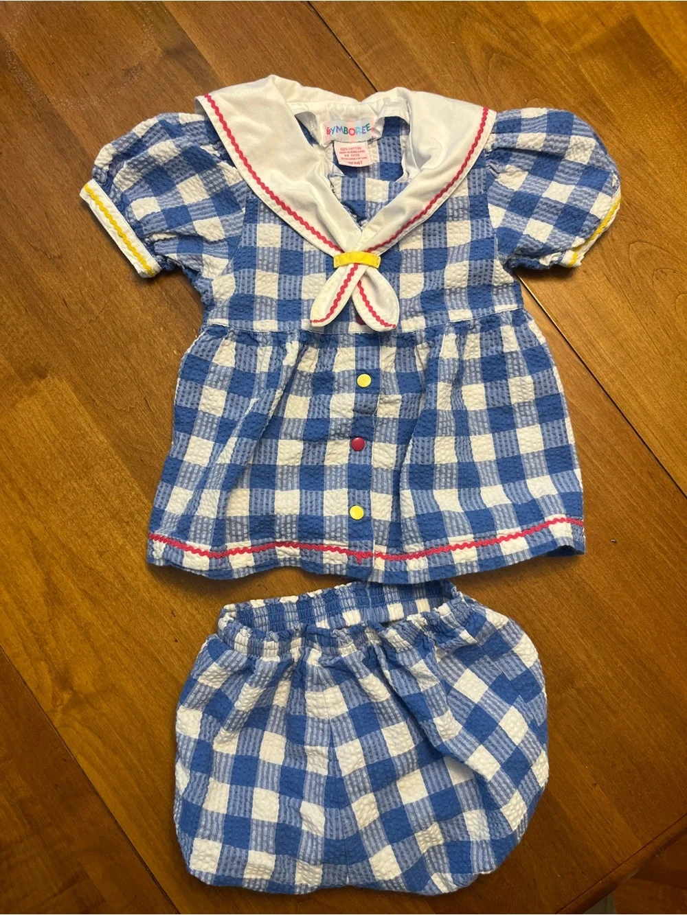 Vintage Gymboree Blue & White Check Girls Sailor Set